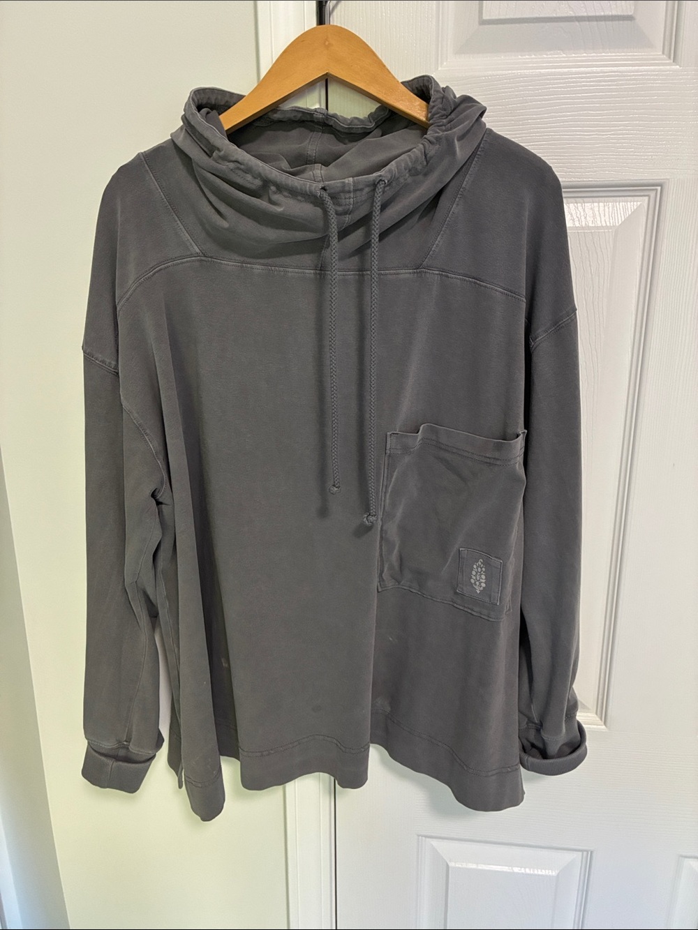 Free People Washed Charcoal Gray Funnel Neck Tunic